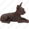 Laying bronze Boston Terrier dog figurine for memorial urn, front