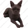 Laying bronze Boston Terrier dog figurine for memorial urn, side