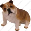 Sitting fawn Bulldog dog figurine for memorial urn, front