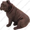 Sitting bronze Bulldog dog figurine for memorial urn, side