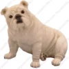 Sitting white Bulldog dog figurine for memorial urn, front