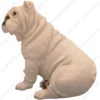 Sitting white Bulldog dog figurine for memorial urn, side