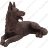 Laying bronze German Shepherd dog figurine for memorial urn, side