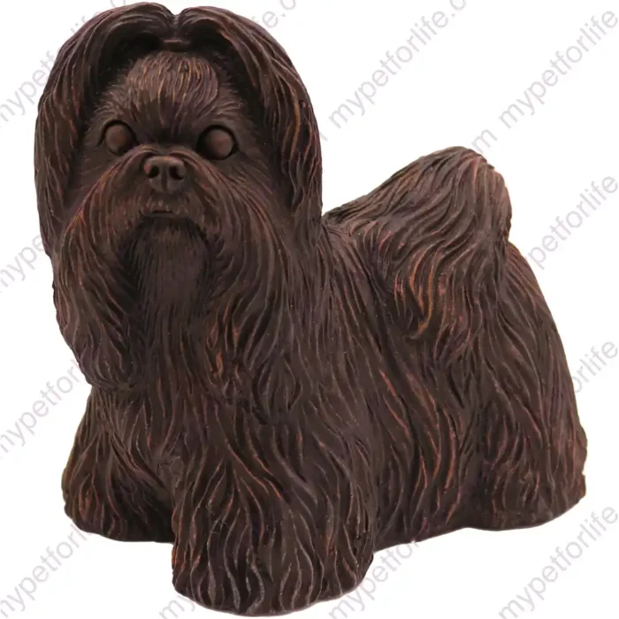 Standing bronze Shih Tzu dog figurine for memorial urn, front