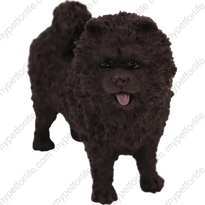 Black Chow Chow dog figurine for memorial urn, front