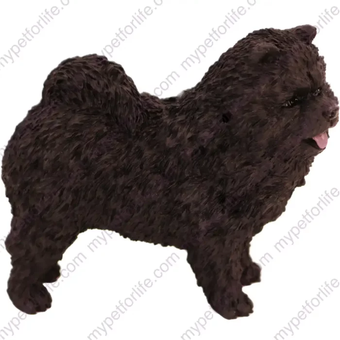 Black Chow Chow dog figurine for memorial urn, side