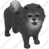 Blue Chow Chow dog figurine for memorial urn, front