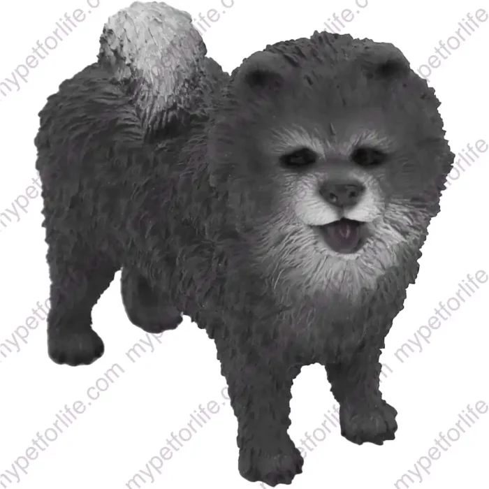 Blue Chow Chow dog figurine for memorial urn, front