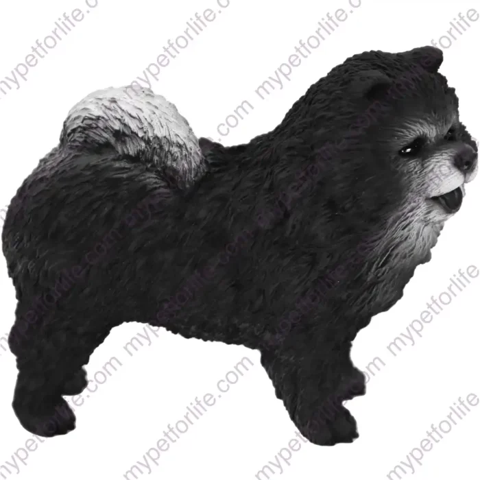 Blue Chow Chow dog figurine for memorial urn, side