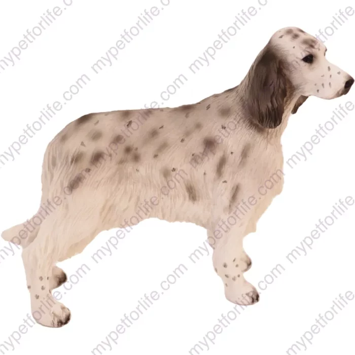 Blue Belton English Setter dog figurine for memorial urn, side