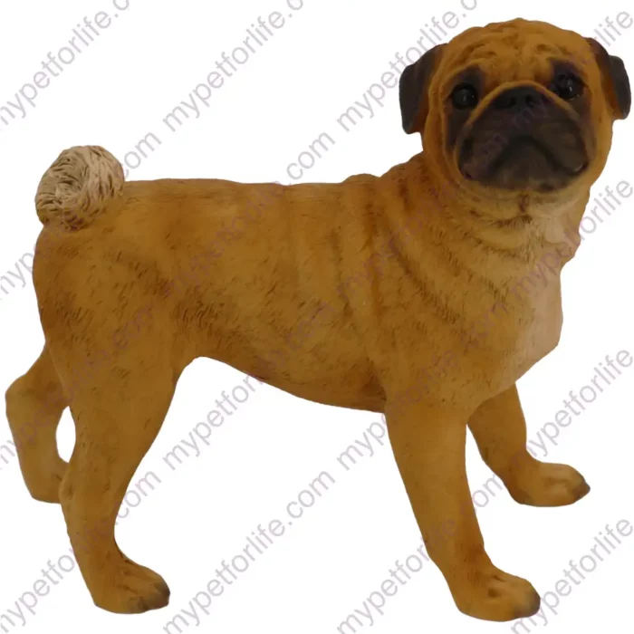 Fawn Pug dog figurine for memorial urn, front