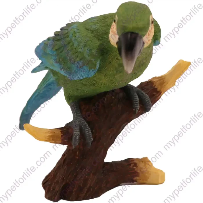 Green Parrot figurine for memorial urn, front