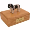 Standing Black King Charles Spaniel dog figurine on wood memorial cremation urn