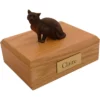 Burmese Himalayan cat figurine on wood memorial cremation urn