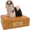 Standing shih tzu dog figurine on wood memorial pet cremation urn