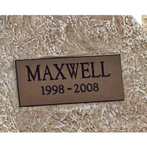 Engraved nameplate for limestone rock urn in medium size