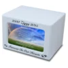 Wood photo pet cremation urn for dog or cat, with rainbow bridge poem, engraving available, white finish
