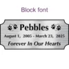 Acrylic memorial nameplate, silver finish, black text, block font style