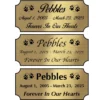 Acrylic memorial nameplate, brass finish, black text, all font styles