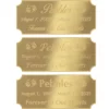 Acrylic memorial nameplate, brass finish, gold text, all font styles