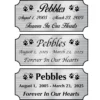 Acrylic memorial nameplate, silver finish, black text, all font styles