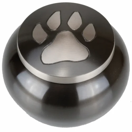 Paw print jar urn for pet cremation, top view