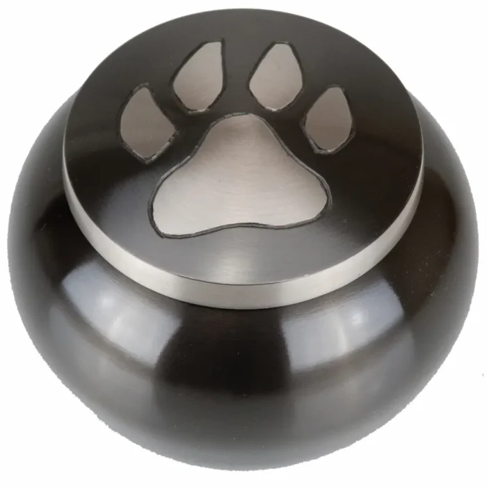 Paw print jar urn for pet cremation, top view