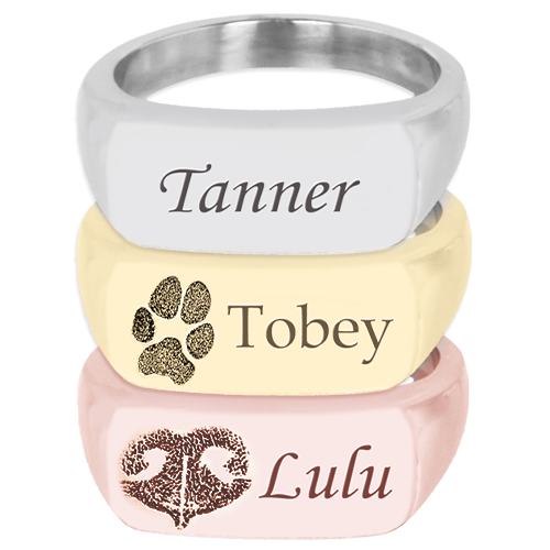 Cremation Jewelry: Memory Forge Rectangle Pet Ring