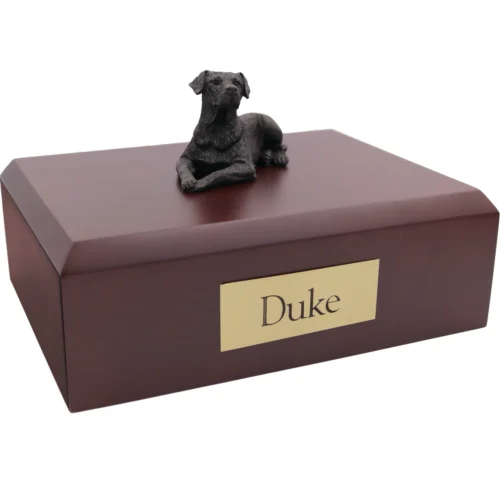 Chocolate Labrador Retriever dog figurine wood memorial cremation urn