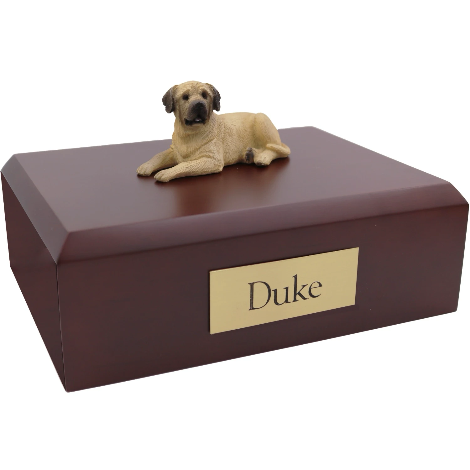 Mastiff dog figurine wood memorial cremation urn