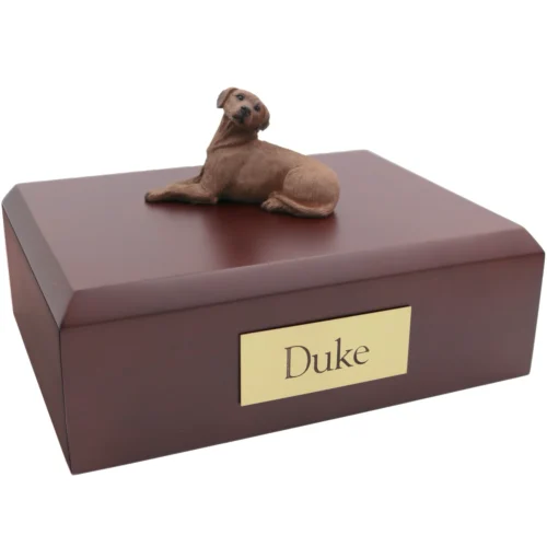 Rhodesian Ridgeback dog figurine wood memorial cremation urn