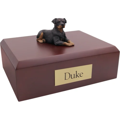 Rottweiler (Rottie) dog figurine wood memorial cremation urn