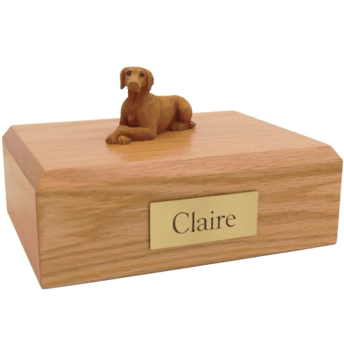 Vizsla dog figurine wood memorial cremation urn