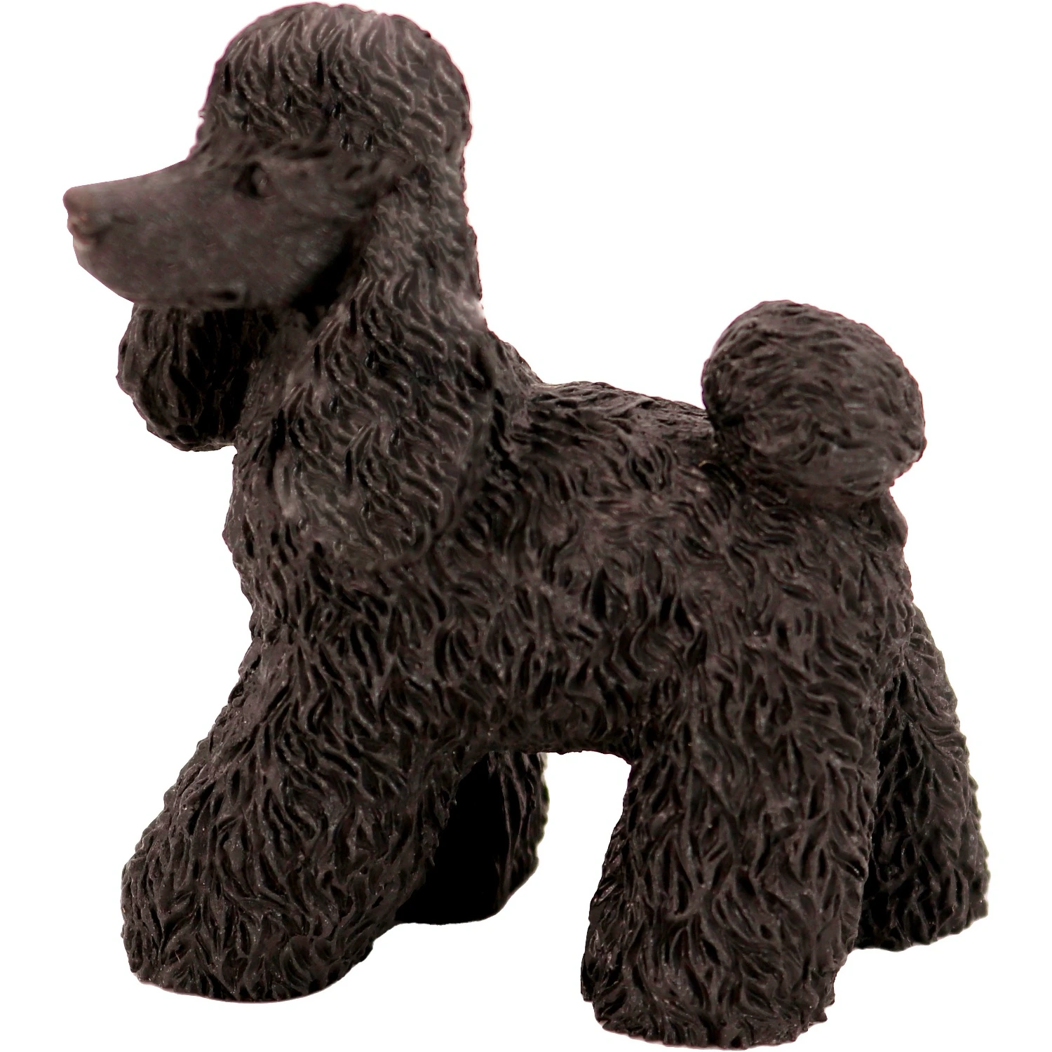 Standing black Poodle dog figurine for cremation urn, side view