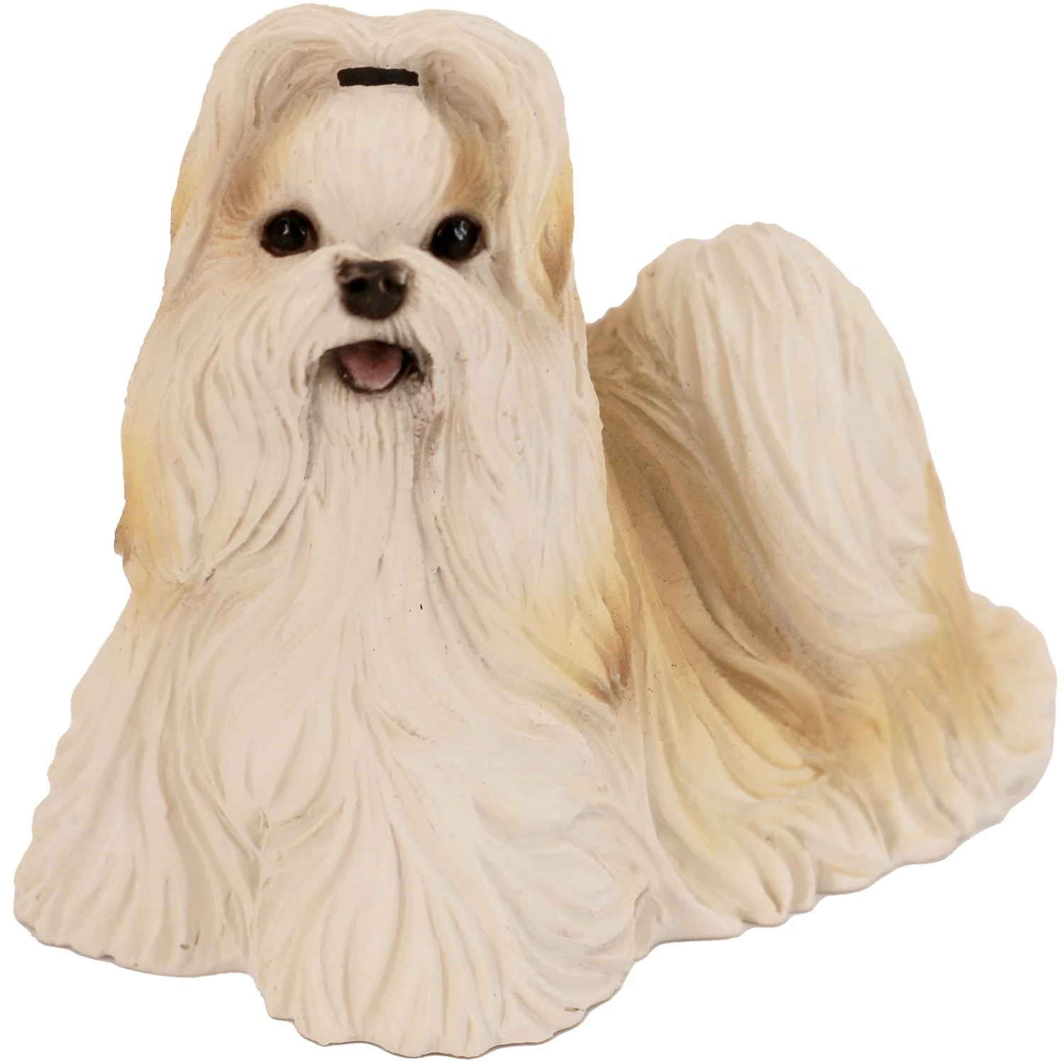 Gold and white Shih Tzu dog figurine for cremation urn