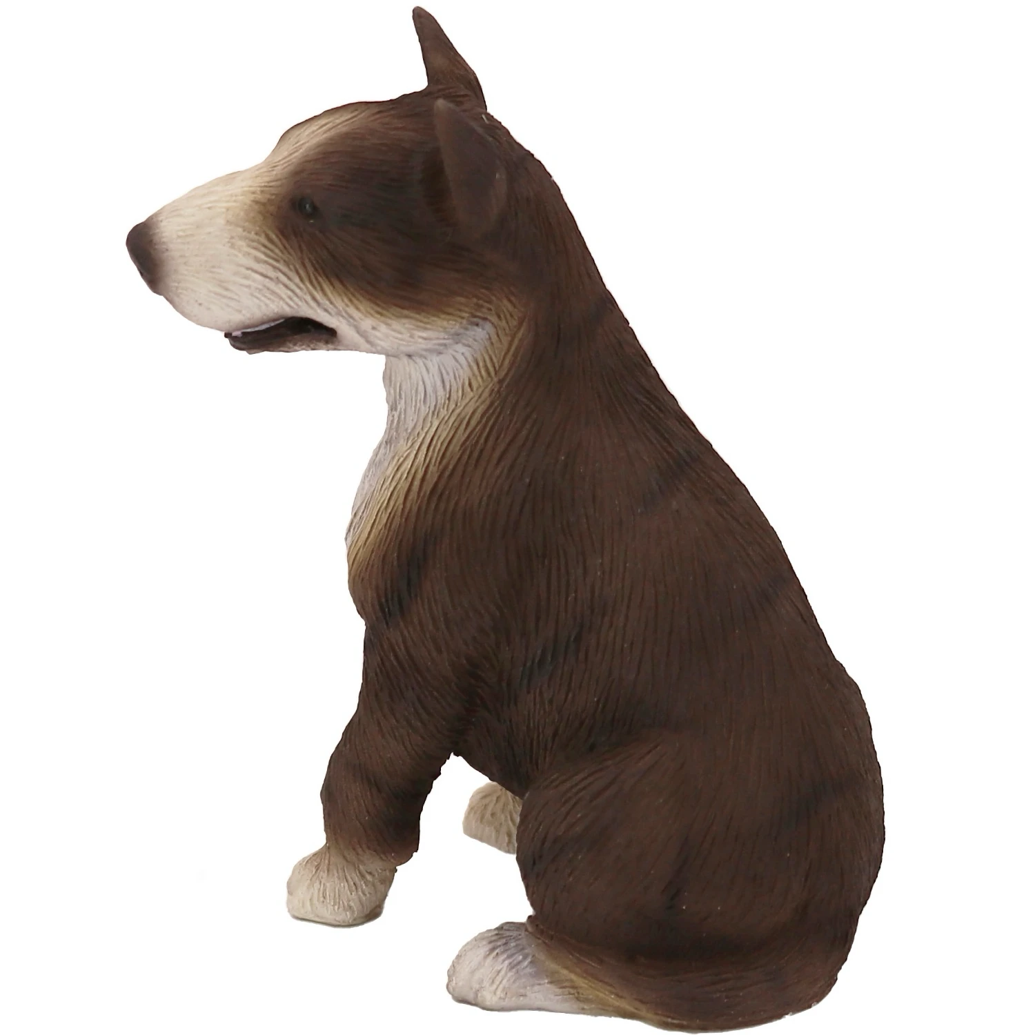 Brindle Bull Terrier dog figurine for cremation urn, side view