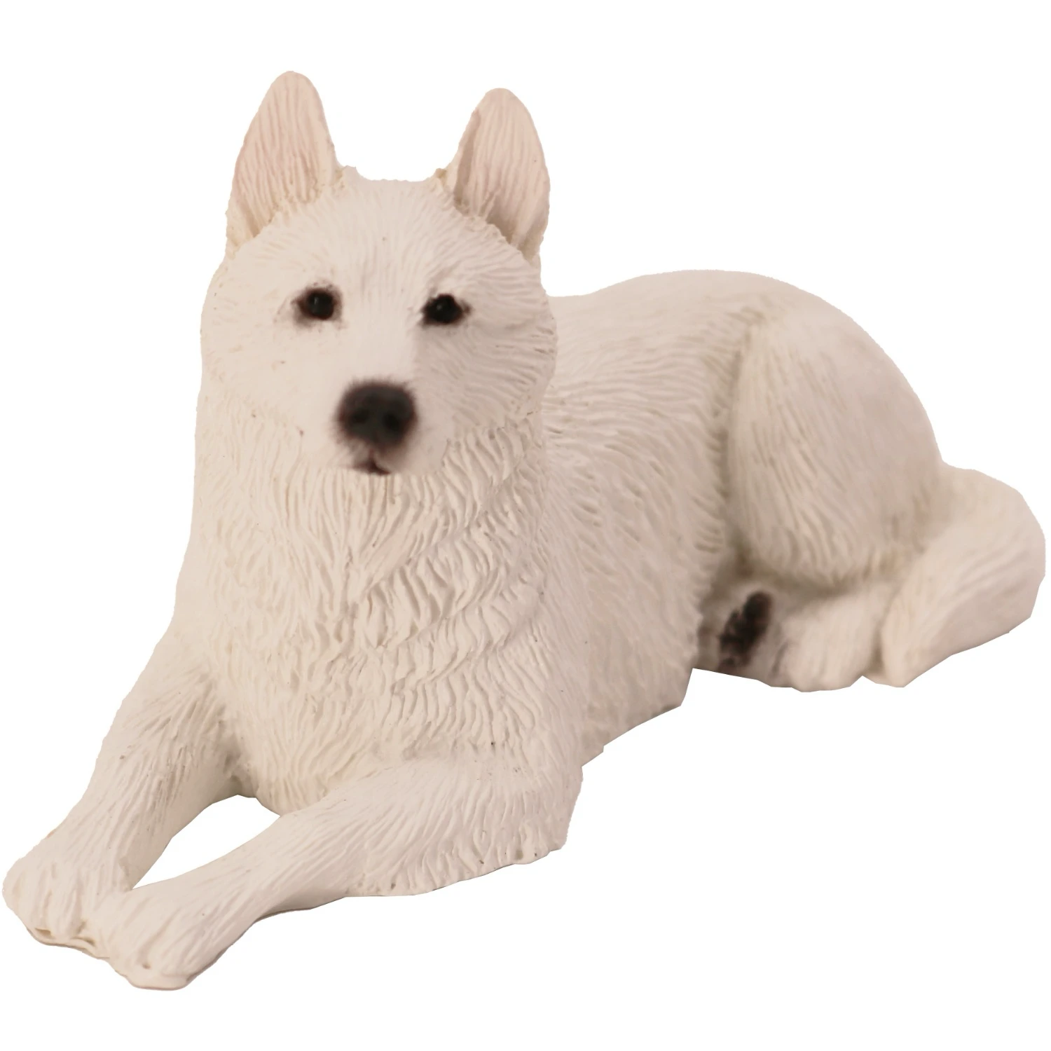 White German Shepherd dog figurine for cremation urn, front view