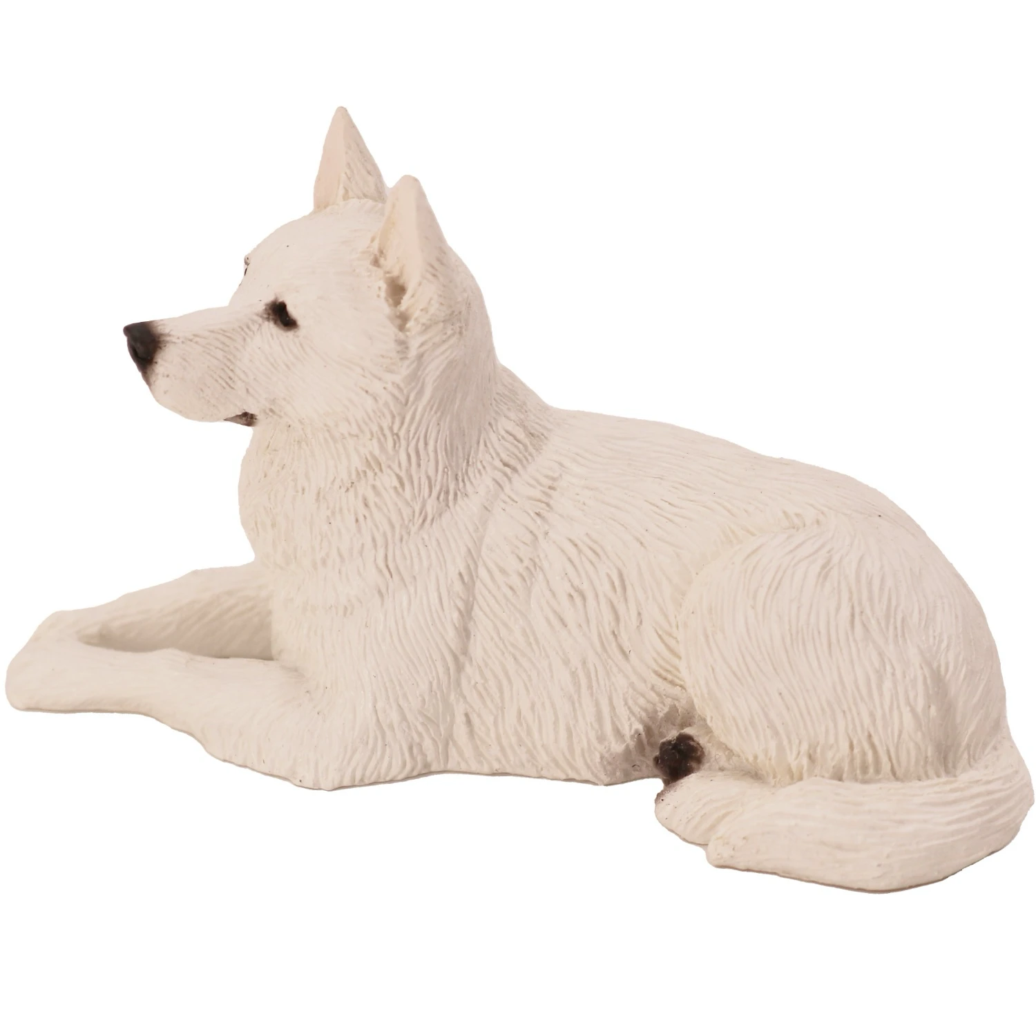 White German Shepherd dog figurine for cremation urn, side view