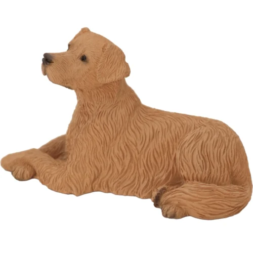 Laying Golden Retriever dog figurine for cremation urn, side view