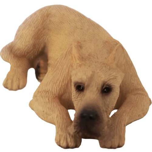 Laying fawn ears up Great Dane dog figurine for cremation urn, front view