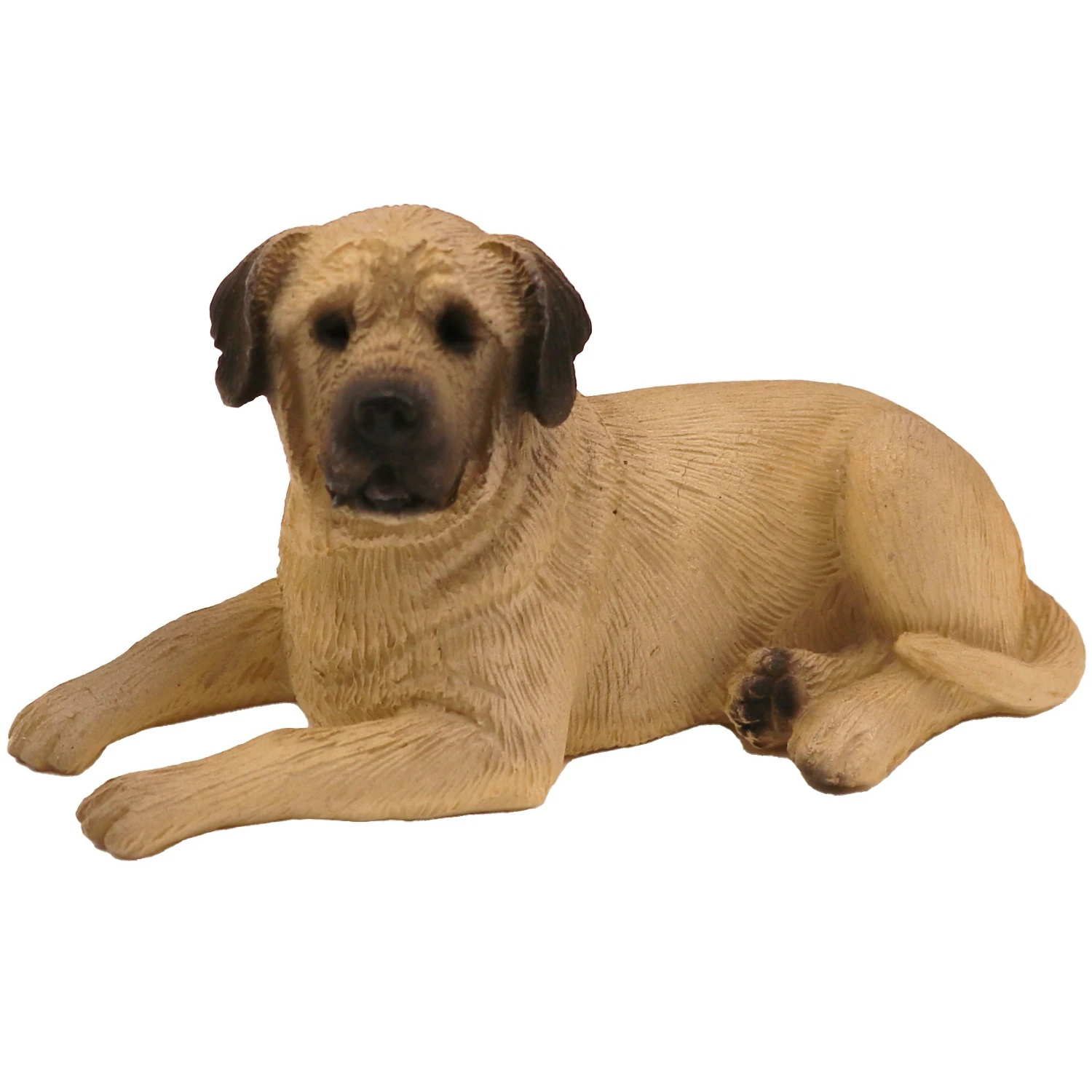 Laying Mastiff dog figurine for cremation urn, front view