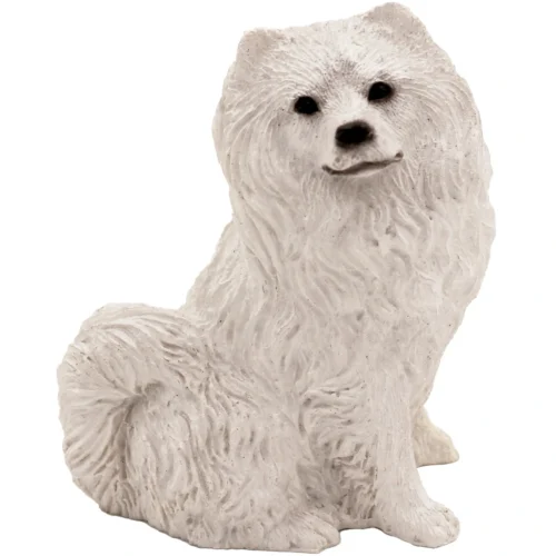 Samoyed dog figurine for cremation urn, front view