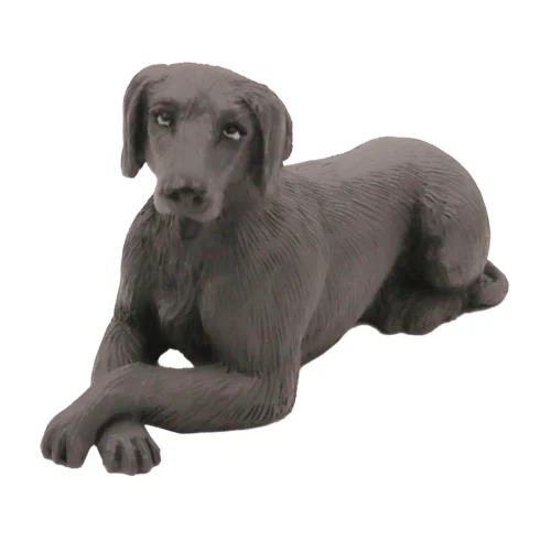 Laying Weimaraner dog figurine for cremation urn, front view