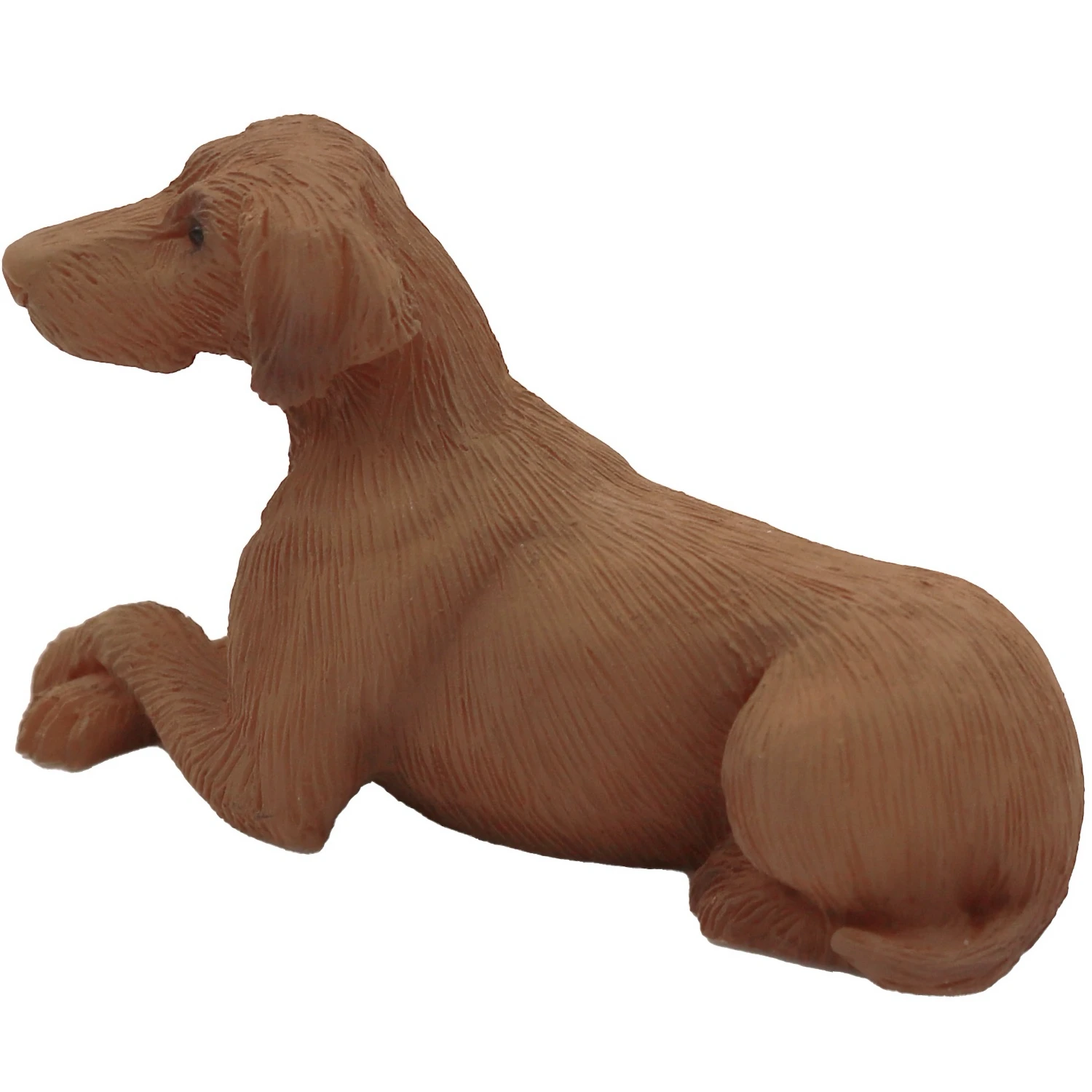 Laying Vizsla dog figurine for cremation urn, side view