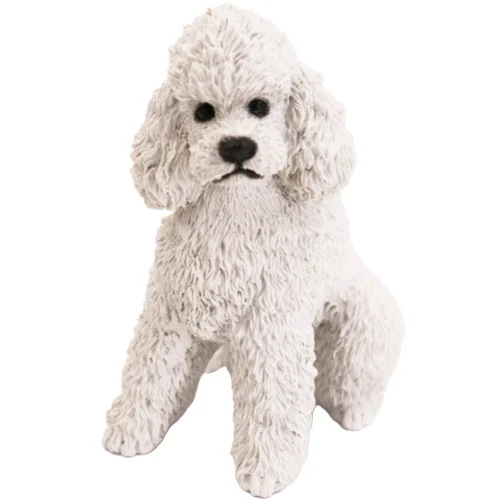 White Sport Cut Poodle front view dog figurine for cremation urn