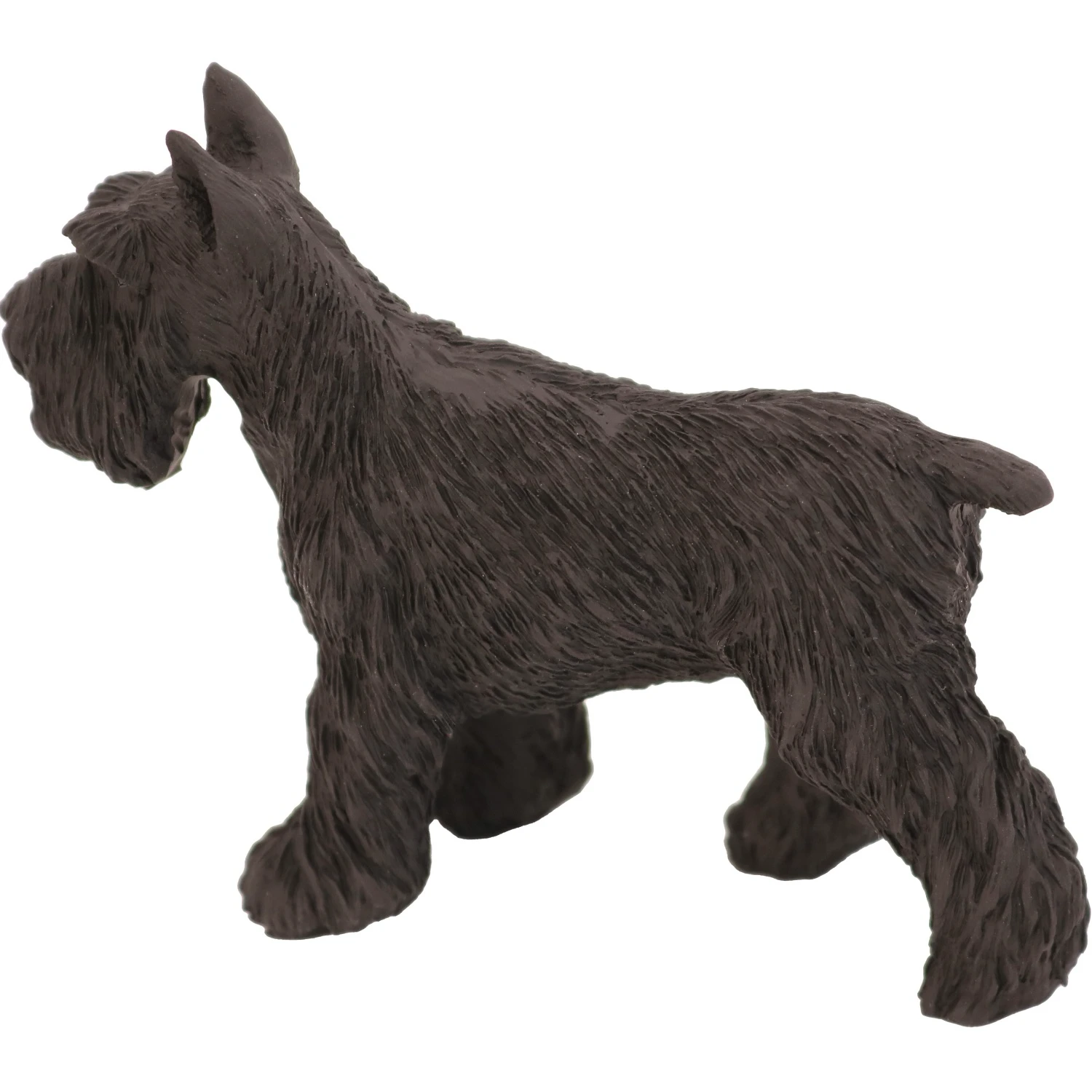Black Ears up Schnauzer side view dog figurine for cremation urn