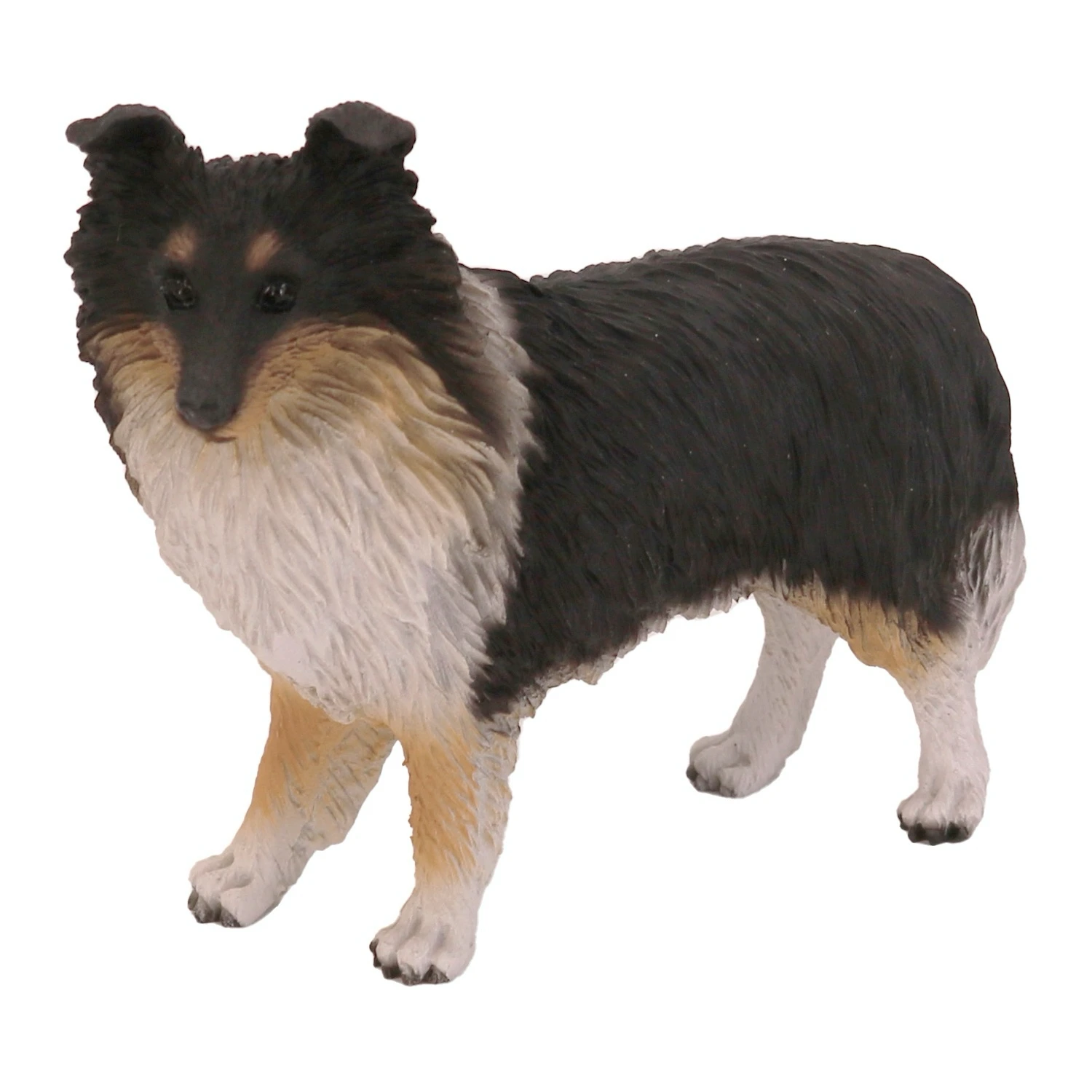 Tricolor Sheltie Shetland Sheepdog front view dog figurine for cremation urn
