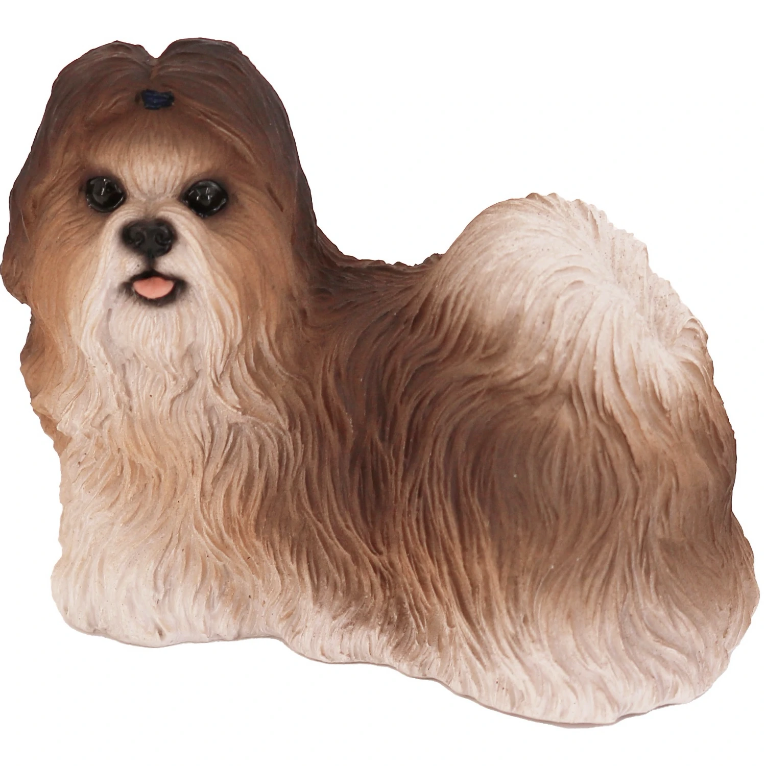 Red and white Shih Tzu front view dog figurine for cremation urn