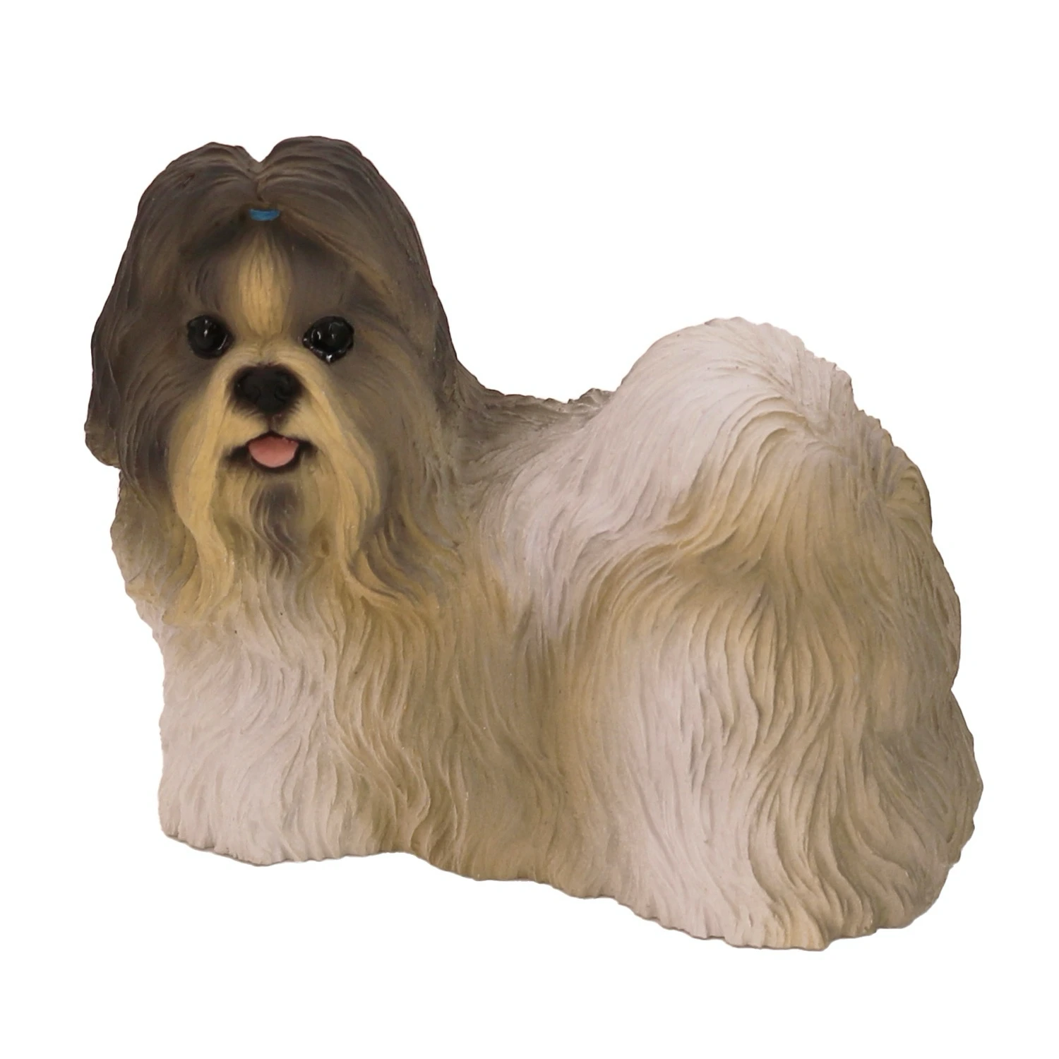 Gray and white Shih Tzu front view dog figurine for cremation urn