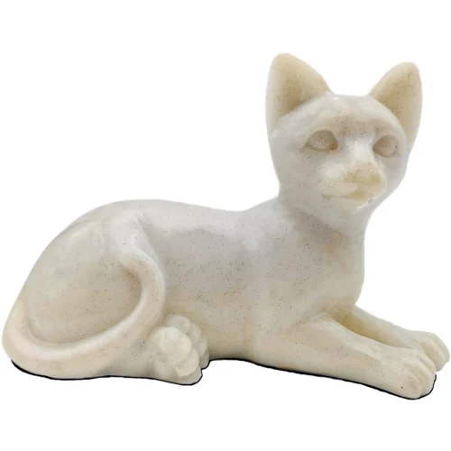 Faithful Feline cast resin and stone cat memorial cremation urn, natural, laying